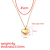 Gold heart-shaped pendant necklace on a white background with red measurement annotations showing 45cm chain length, 12mm pendant dimensions, 1mm hole size, 4g weight, and 3.5mm thickness.