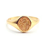 Gold Signet Ring with engraved Wild Flowers on the face.