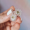 Blossom Burst: Peridot Sterling Silver Flower Drop Earrings