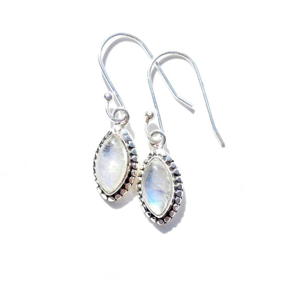 Marquise Vintage Gemstone Earrings- Amethyst, Rainbow Moonstone and Amethyst - 925 Silver