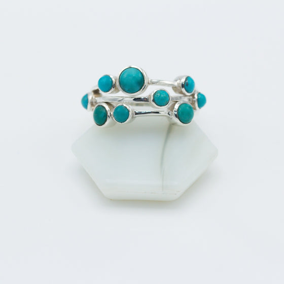 Turquoise Circles Silver Ring