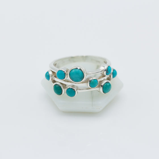 Turquoise Circles Silver Ring