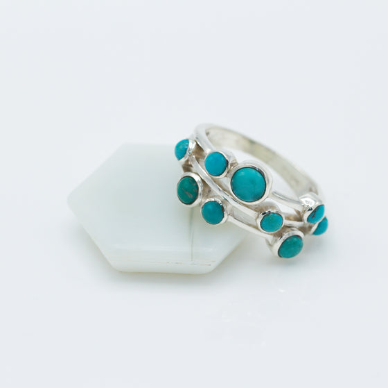 Turquoise Circles Silver Ring