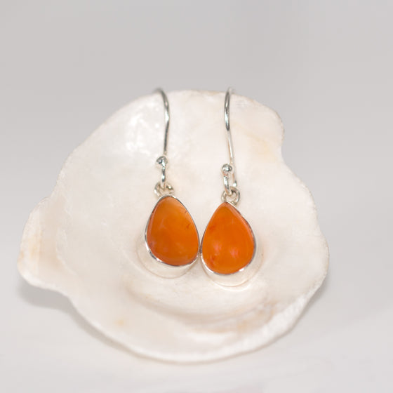 Carnelian Silver Drop Earrings