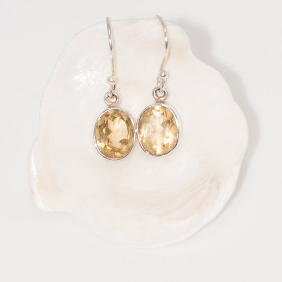 Citrine Oval Faceted Drop Earrings