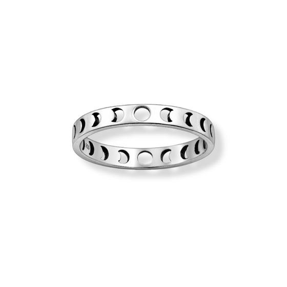 925 Sterling Silver Moon Phases Band Ring