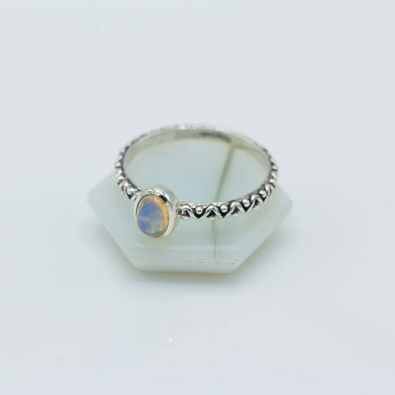 Opal Aztec Silver Ring