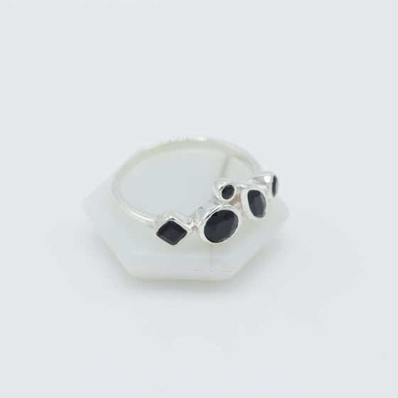 Black Onyx Geometric Silver Ring