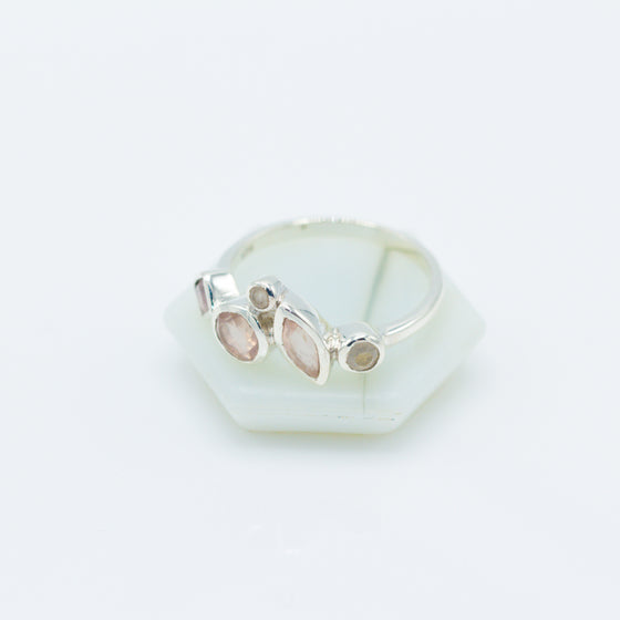 Rose Quartz Geometric Silver Ring