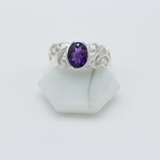 Amethyst Vine Silver Ring