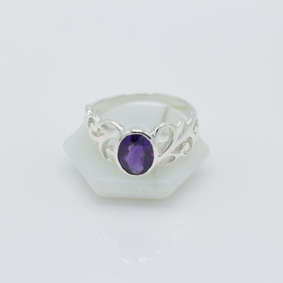 Amethyst Vine Silver Ring