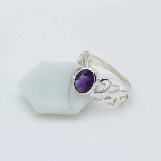 Amethyst Vine Silver Ring