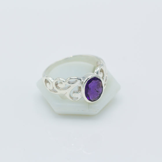 Amethyst Vine Silver Ring