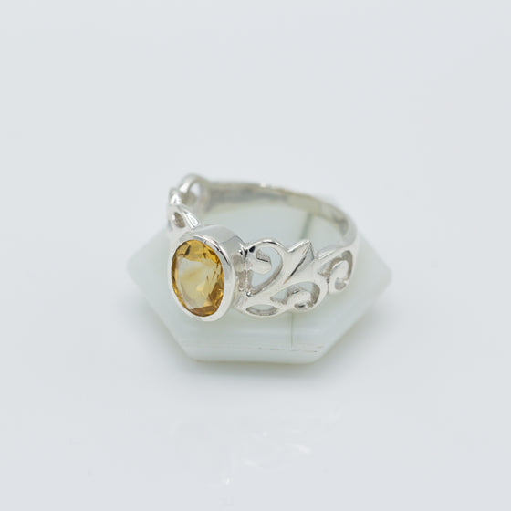 Citrine Vine Silver Ring