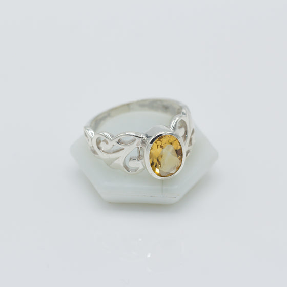 Citrine Vine Silver Ring