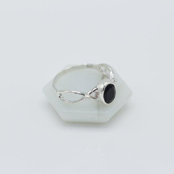 Black Onyx Twisted Silver Ring