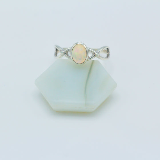 Opal Twisted Silver Ring