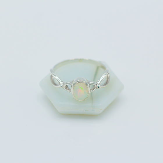 Opal Twisted Silver Ring