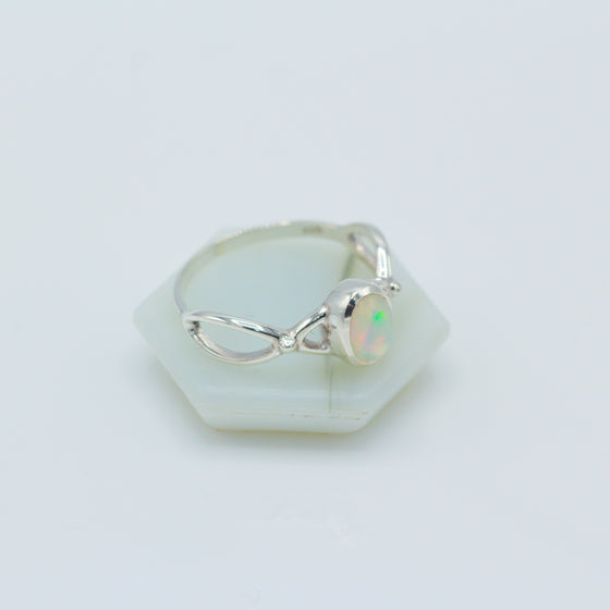 Opal Twisted Silver Ring