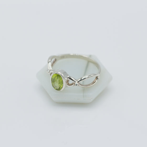 Peridot Twisted Silver Ring