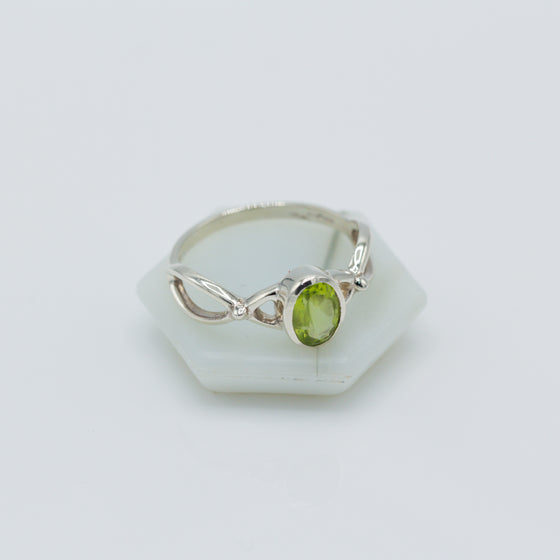 Peridot Twisted Silver Ring