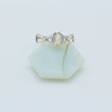  Rainbow Moonstone Twisted Silver Ring