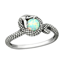  925 Sterling Silver Fire Snow Opal Snake Ring