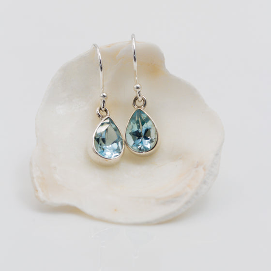 Blue Topaz Silver Drop Earrings,