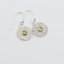  Peridot Mandala 925 Sterling Silver Earrings